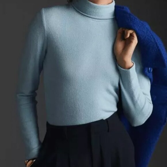 Anthropologie Sweaters - Anthropologie Long Sleeve Turtleneck Sweater Top Women's Small Baby Blue Soft